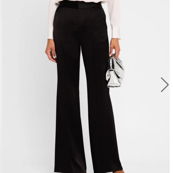 Alice + Olivia Dylan Satin Wide Leg Pant, Black, 0 - Picture 9 of 9